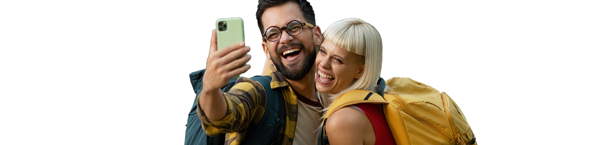 smiling couple taking a selfie