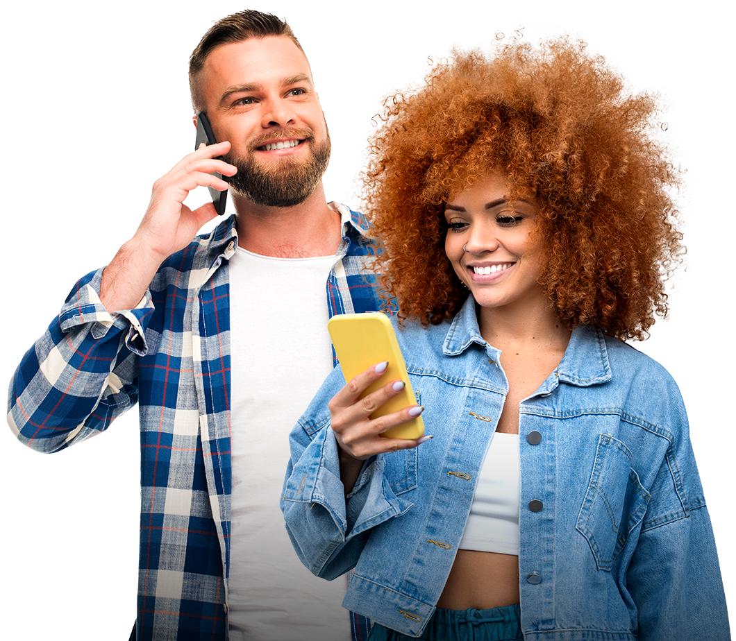 man and woman using the easyPhone mobile app