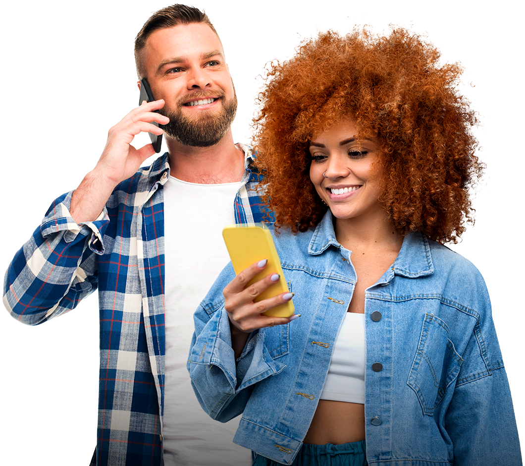 man and woman using the easyPhone mobile app