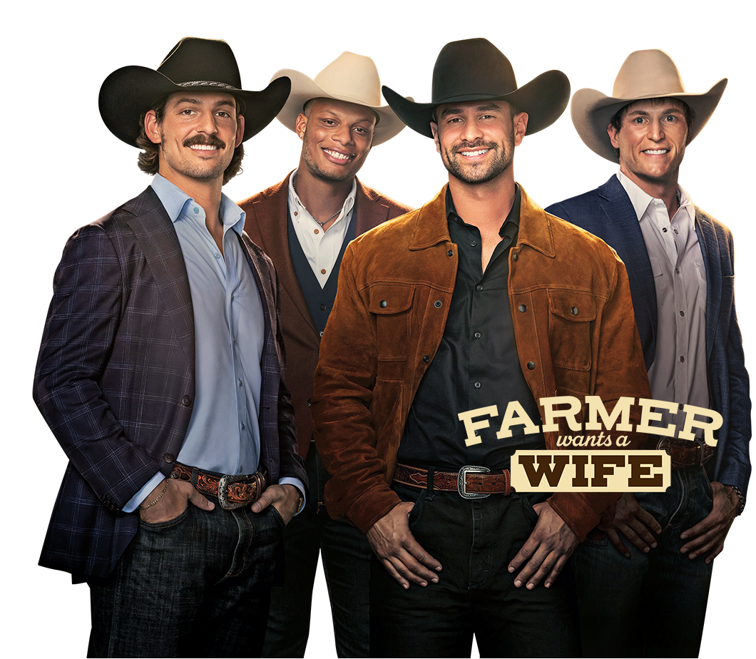 four men wearing cowboy hats from the FOX series Farmer Wants a Wife