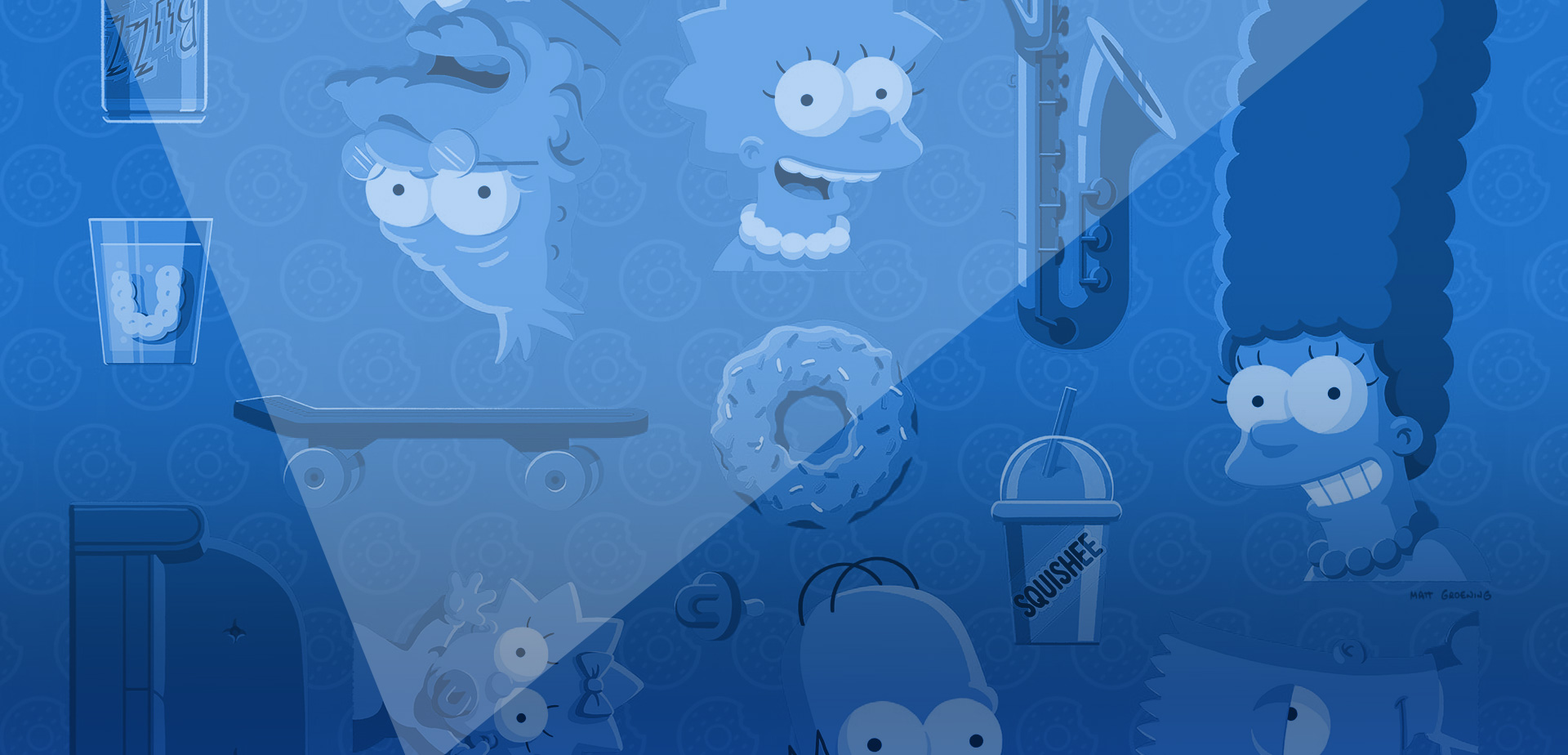 Collage of characters from the animated TV show The Simpsons