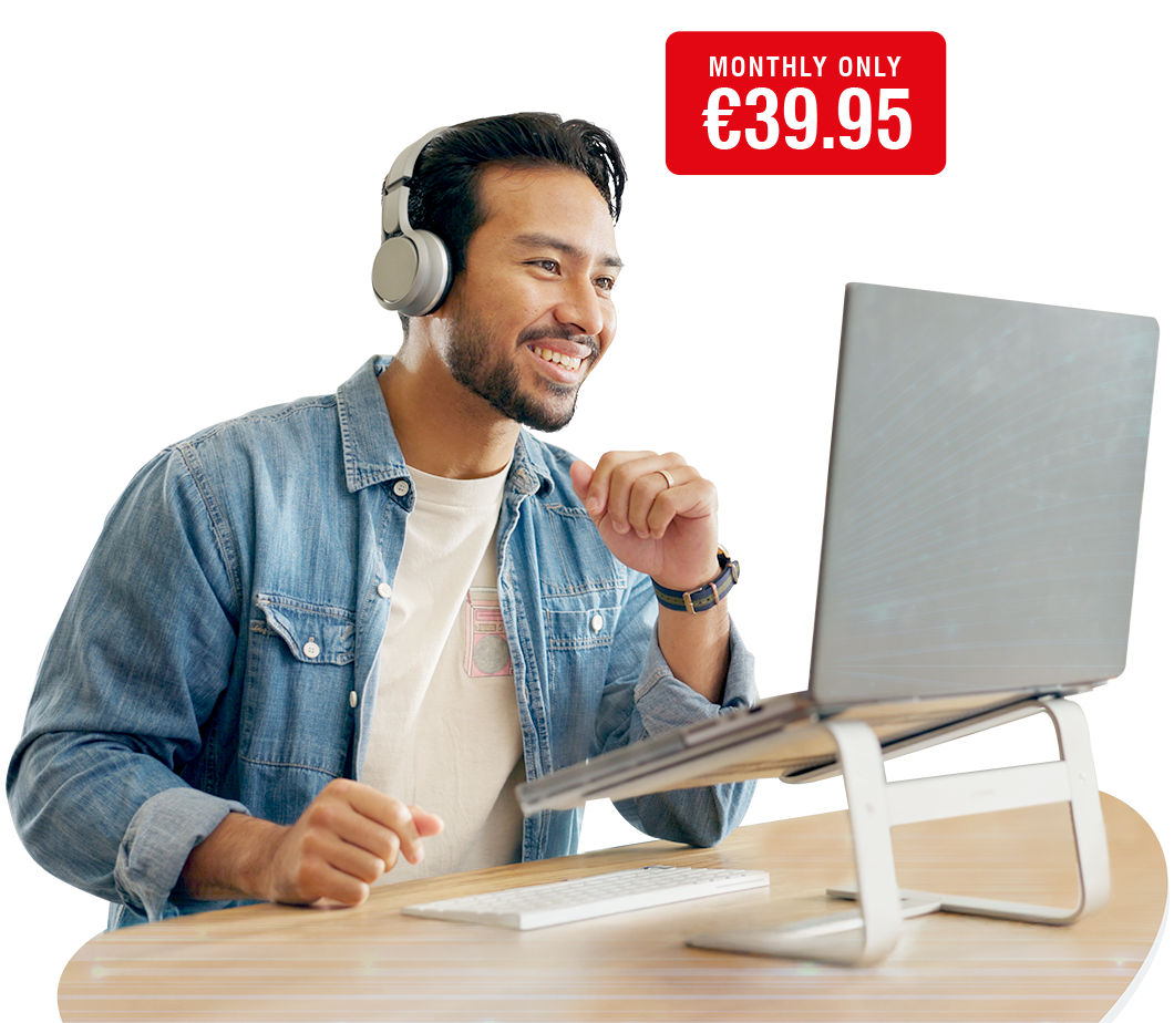 man using a laptop to make a video call