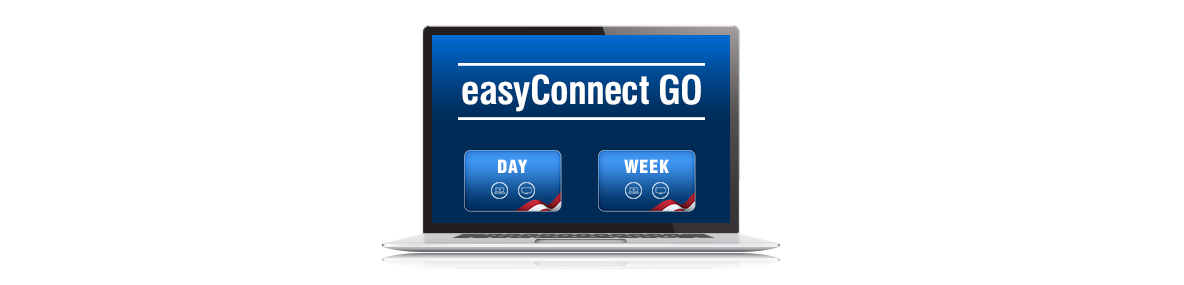 laptop screen displaying an easyConnect spash page
