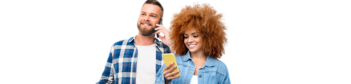 couple using mobile phones